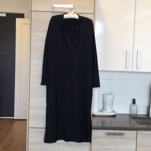 COS tropical weight wool shirtdress Navy Blue side slits front button LIKE NEW